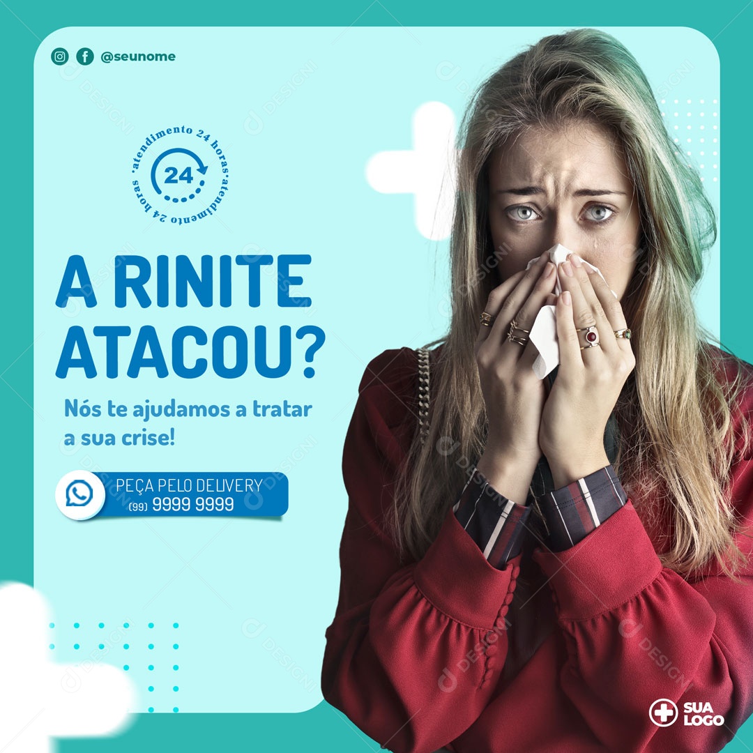 A Rinite Alérgica Atacou Social Medias PSD Editável