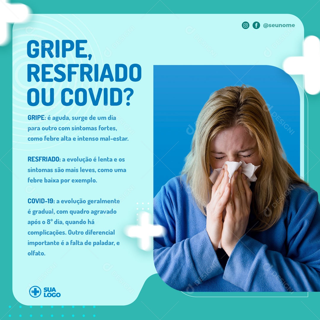Gripe Resfriado ou Covid Social Medias PSD Editável