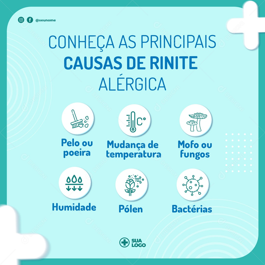 Principais Causas Da Rinite Alérgica Social Media PSD Editável