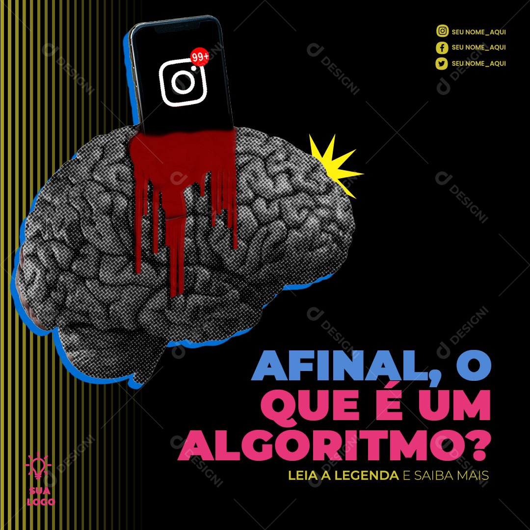 Marketing Digital Afinal o Que e Algoritmo Scial Media PSD Editável