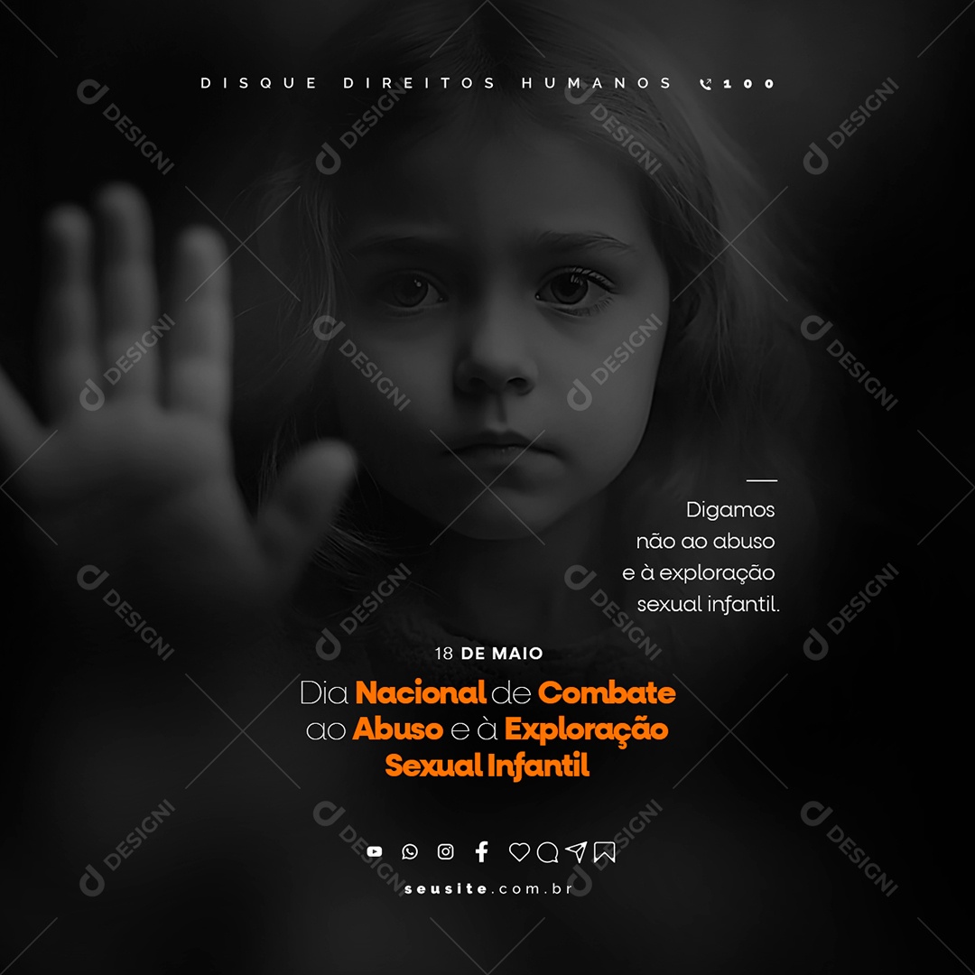 Dia Nacional De Combate Ao Abuso e Exploração Sexual infantil Social Media PSD Editável