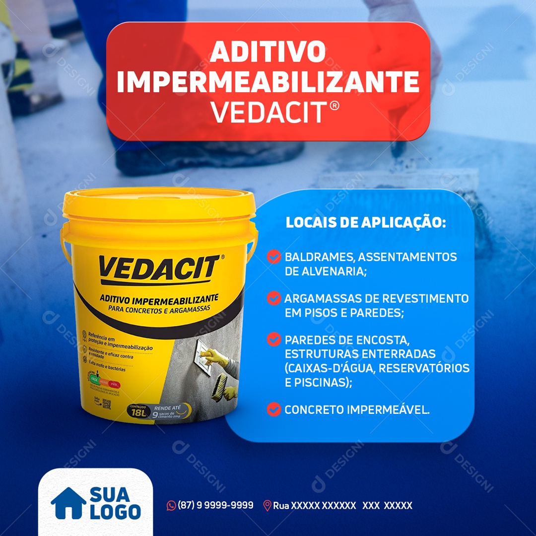 Social Media Vedacit Aditivo Impermeabilizante PSD Editável