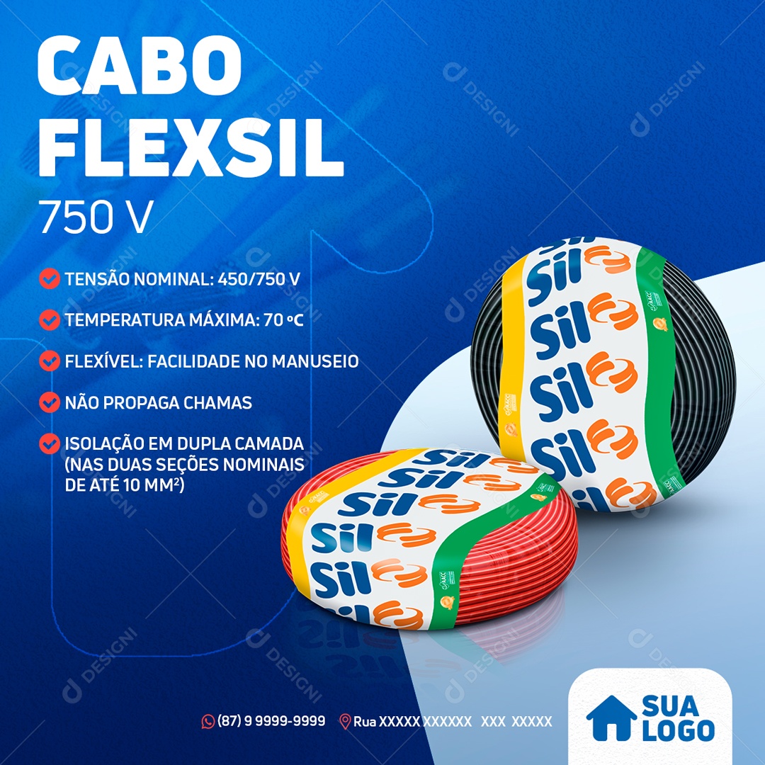 Social Media Cabo Flexível PSD Editável