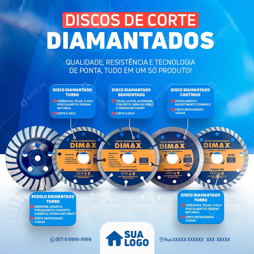 Social Media Disco De Cortes Adiamantados PSD Editável