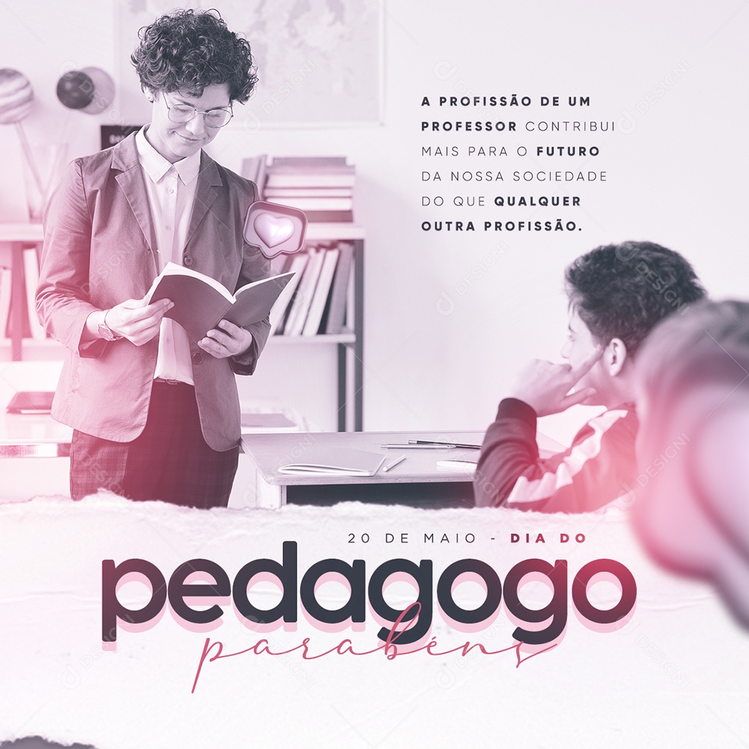 20 de Maio Dia do Pedagogo Parabéns Social Media PSD Editável