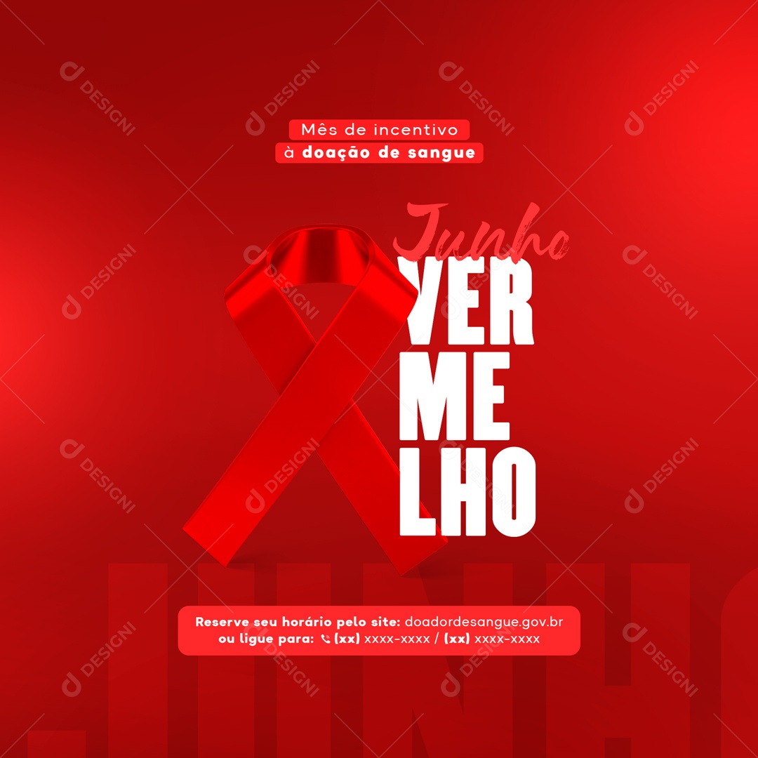 Social Media junho Vermelho Mês De Incentivo A Doação De Sangue PSD Editável