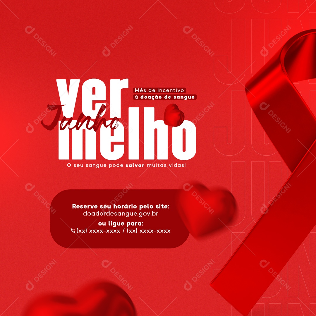 Junho Vermelho Doação De Sangue Social Media PSD Editável