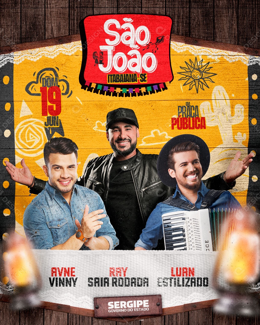 São João June 19th Flyer at Praça Publica Social Media Editable PSD