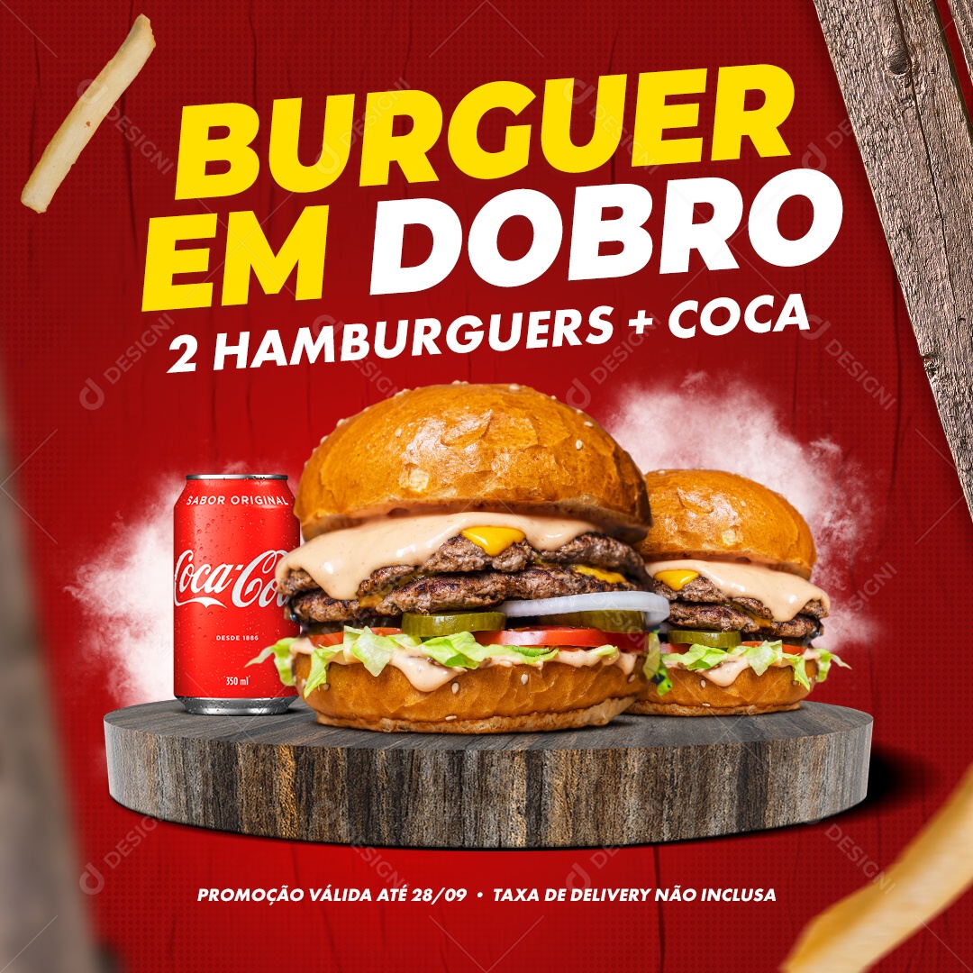 Social Media Burguer Em Dobro PSD Editável