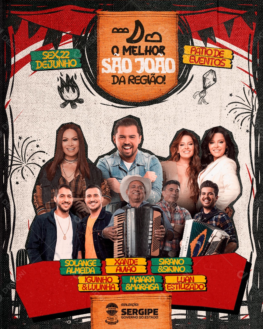 Flyer Sexta 22 de Junho O Melhor São João da região Social Media PSD Editável