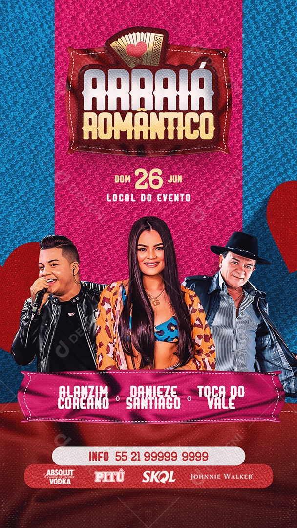 Social Media Flyer Story Arraiá Romântico PSD Editável