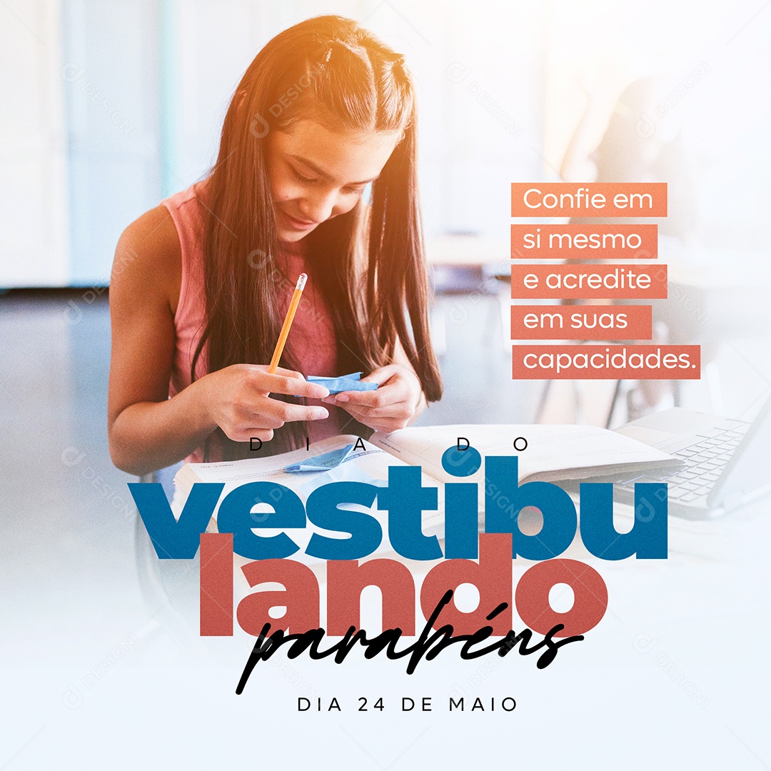 24 de Maio Vestibulando Parabéns  Social Media PSD Editável