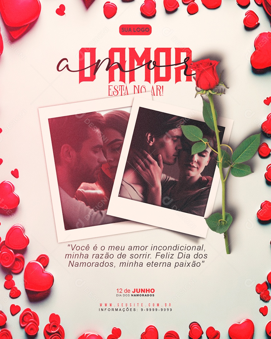 O Amor Está No Ar 12 De Junho Dia Dos Namorados Social Media PSD Editável