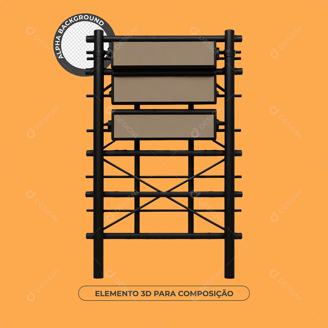 Painel De Ferro Elemento 3D Para Composição PSD