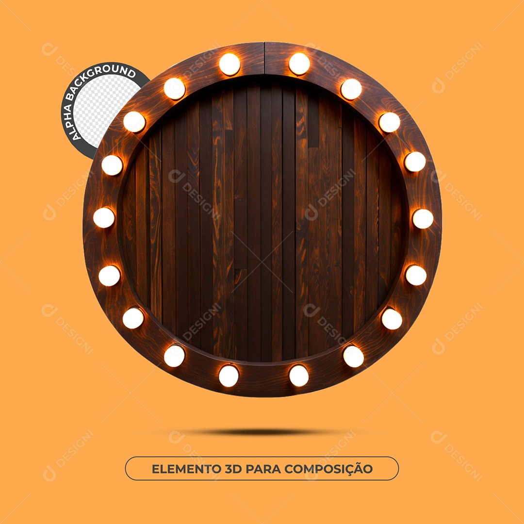 Painel De Madeira Com Luzes Elemento 3D Para Composição PSD