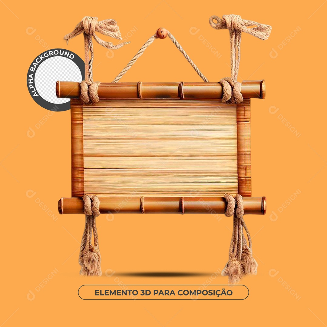 Placa De Bambu Elemento 3D Para Composição PSD