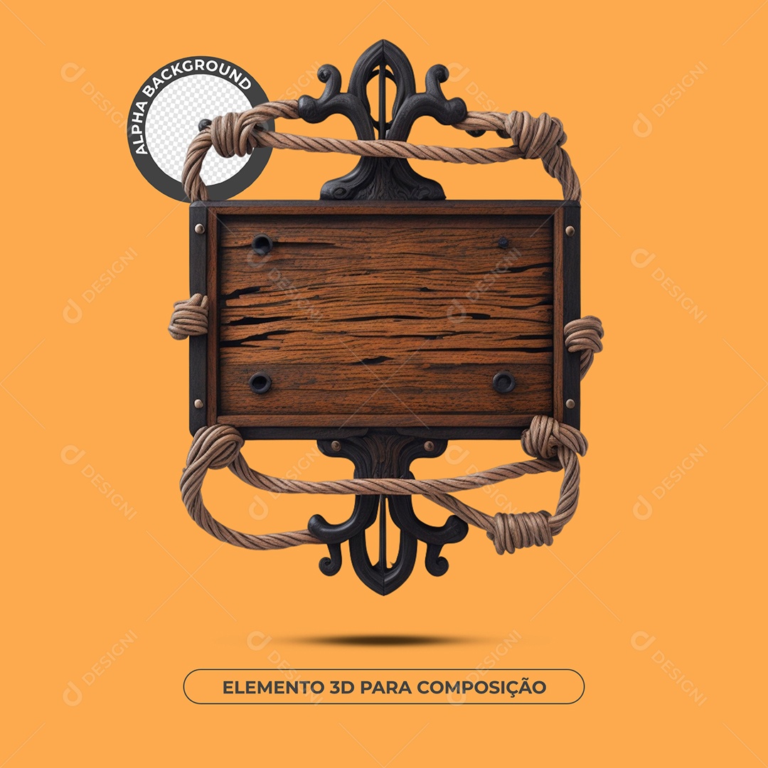 Placa De Madeira Elemento 3D Para Composição PSD