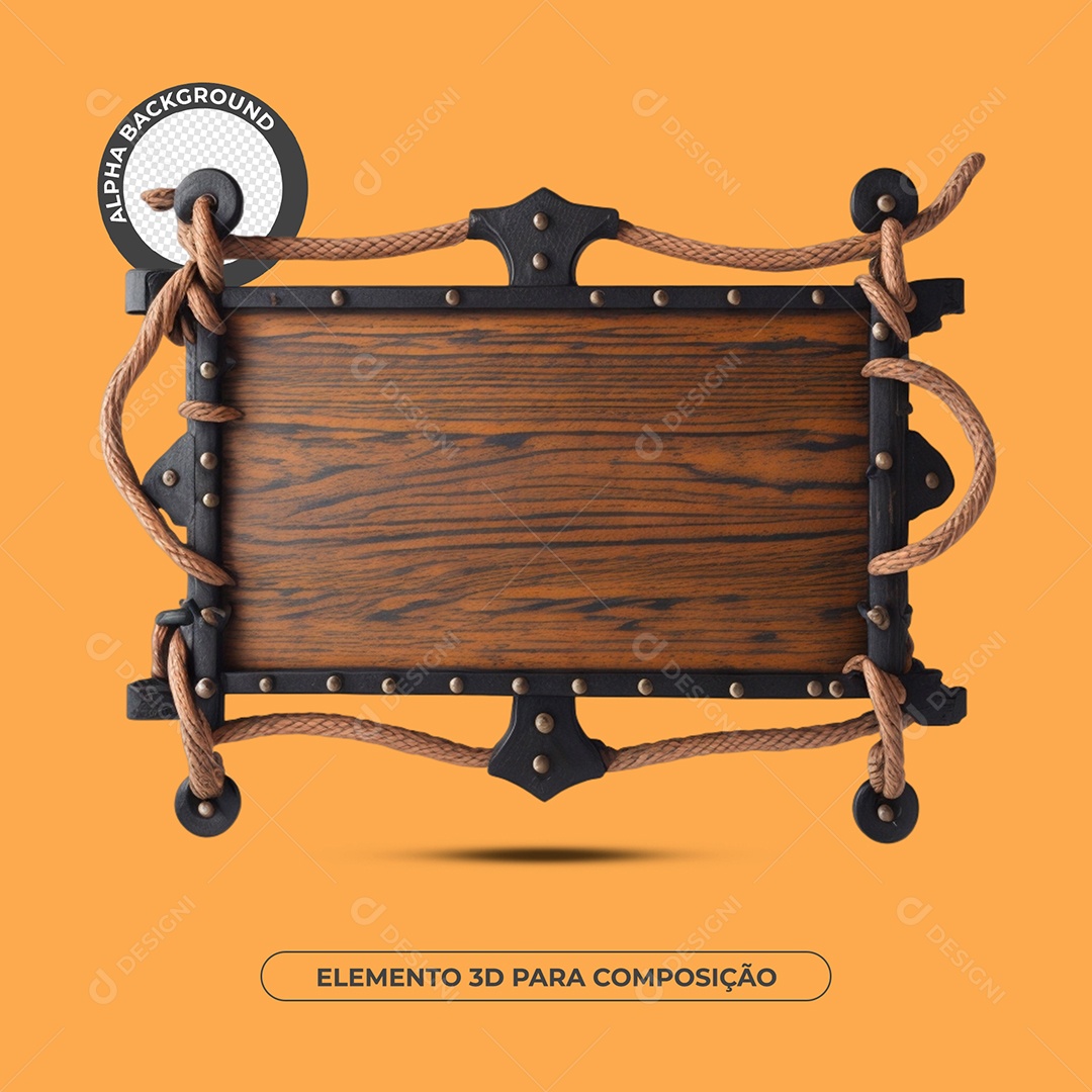 Placa De Madeira Elemento 3D Para Composição PSD