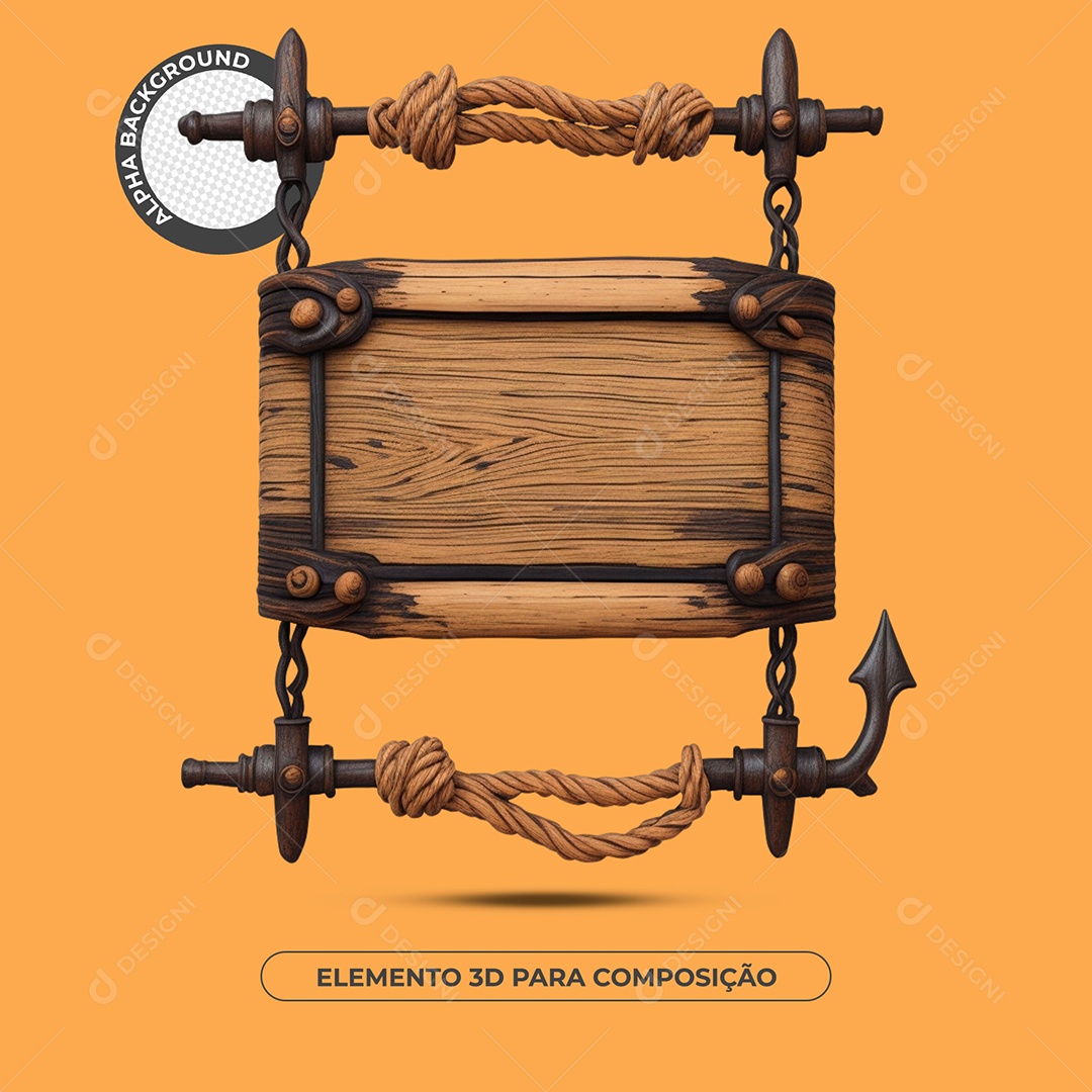 Placa De Madeira Elemento 3D Para Composição PSD
