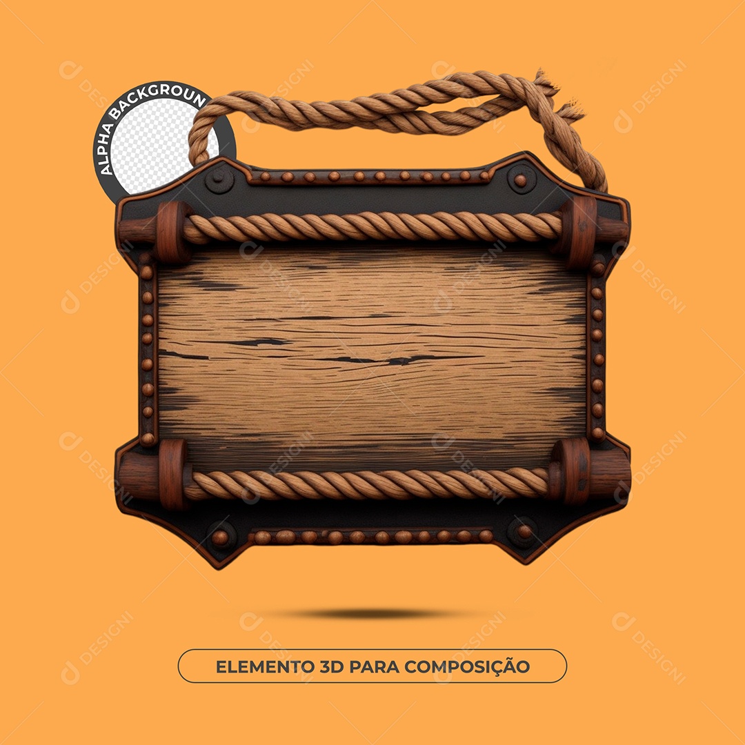 Placa De Madeira Elemento 3D Para Composição PSD