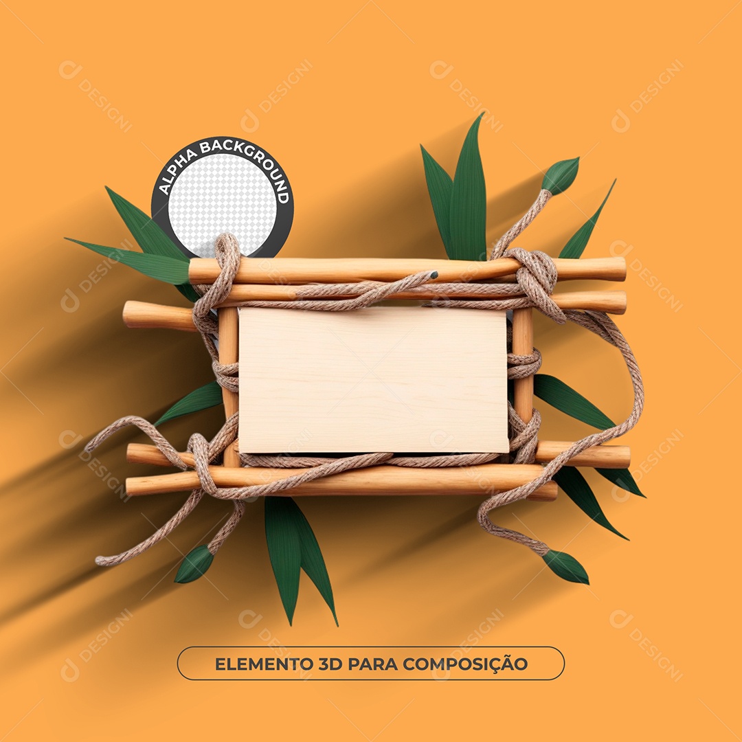 3D Element Bamboo Board For PSD Composition