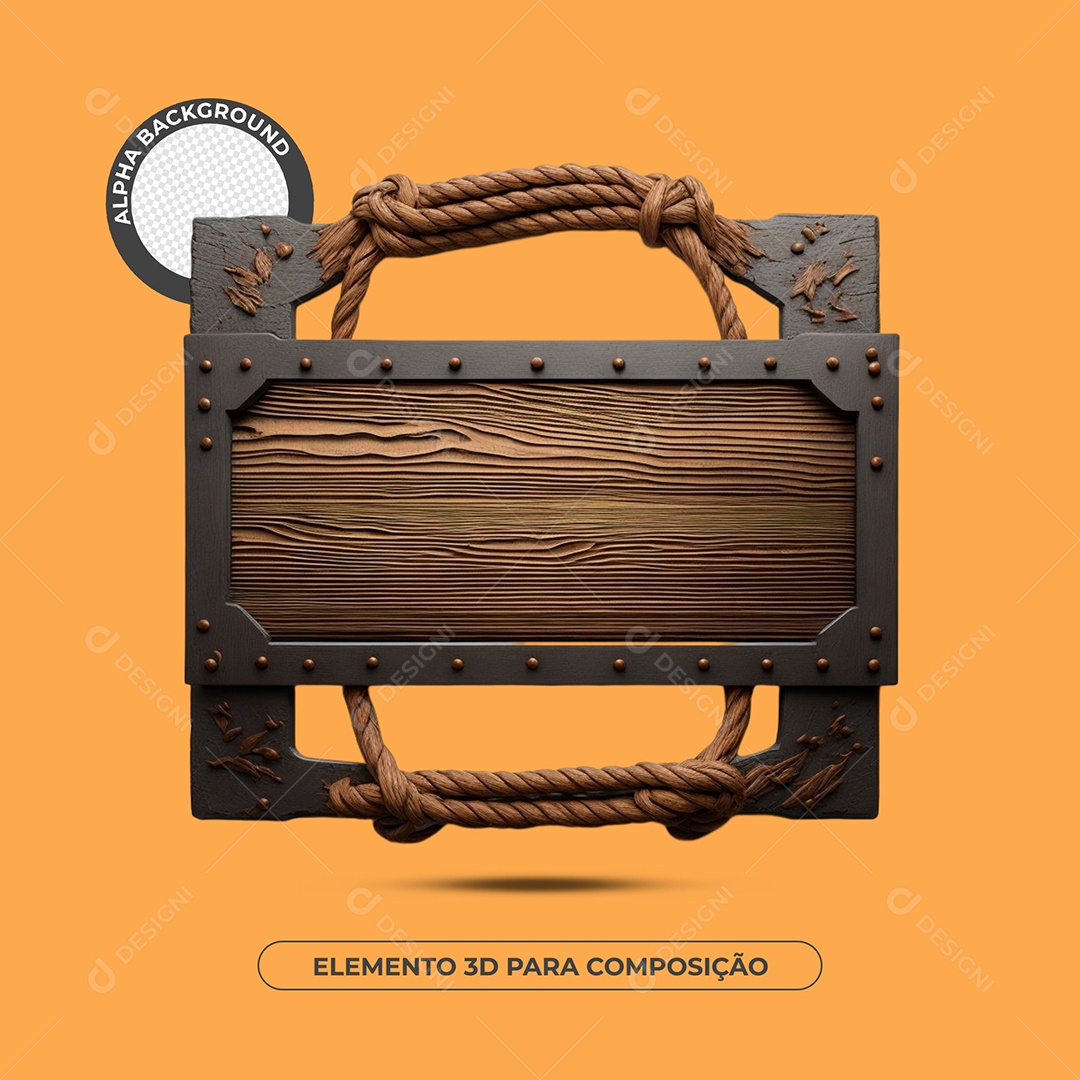 Placa De Madeira 3D Para Composição PSD