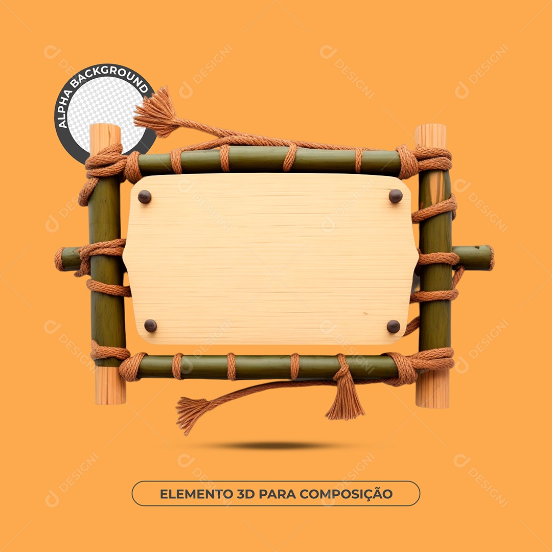 Placa De Bambu Elemento 3D Composição PSD