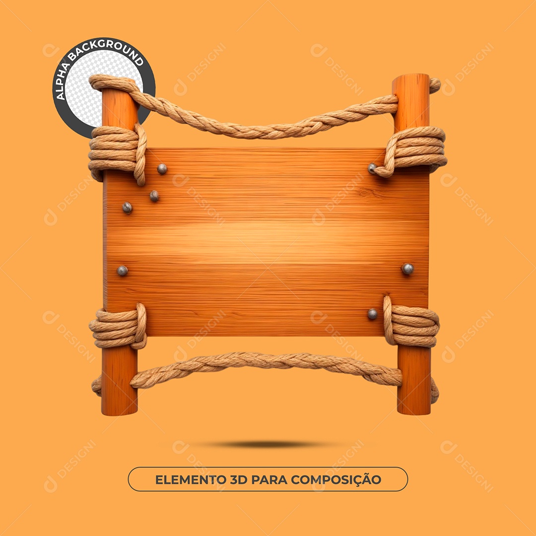 Placa De Madeira Elemento 3D Composição PSD