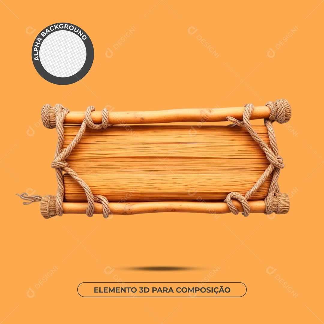 Placa De Madeira e Bambu  Elemento 3D Composição PSD