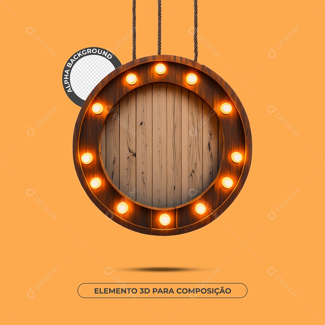 Painel De Madeira Com Luzes Elemento 3D Composição PSD