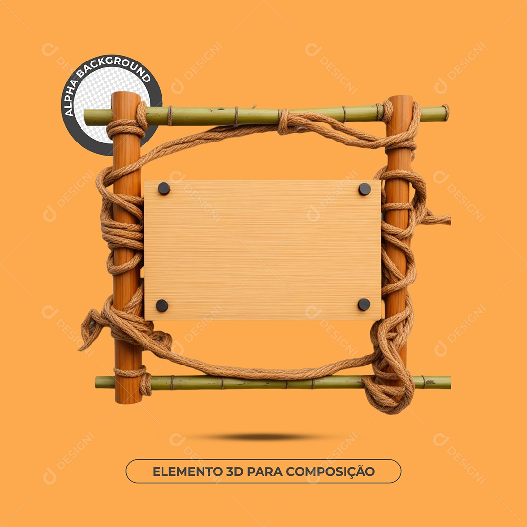 Placa De Bambu Elemento 3D Composição PSD