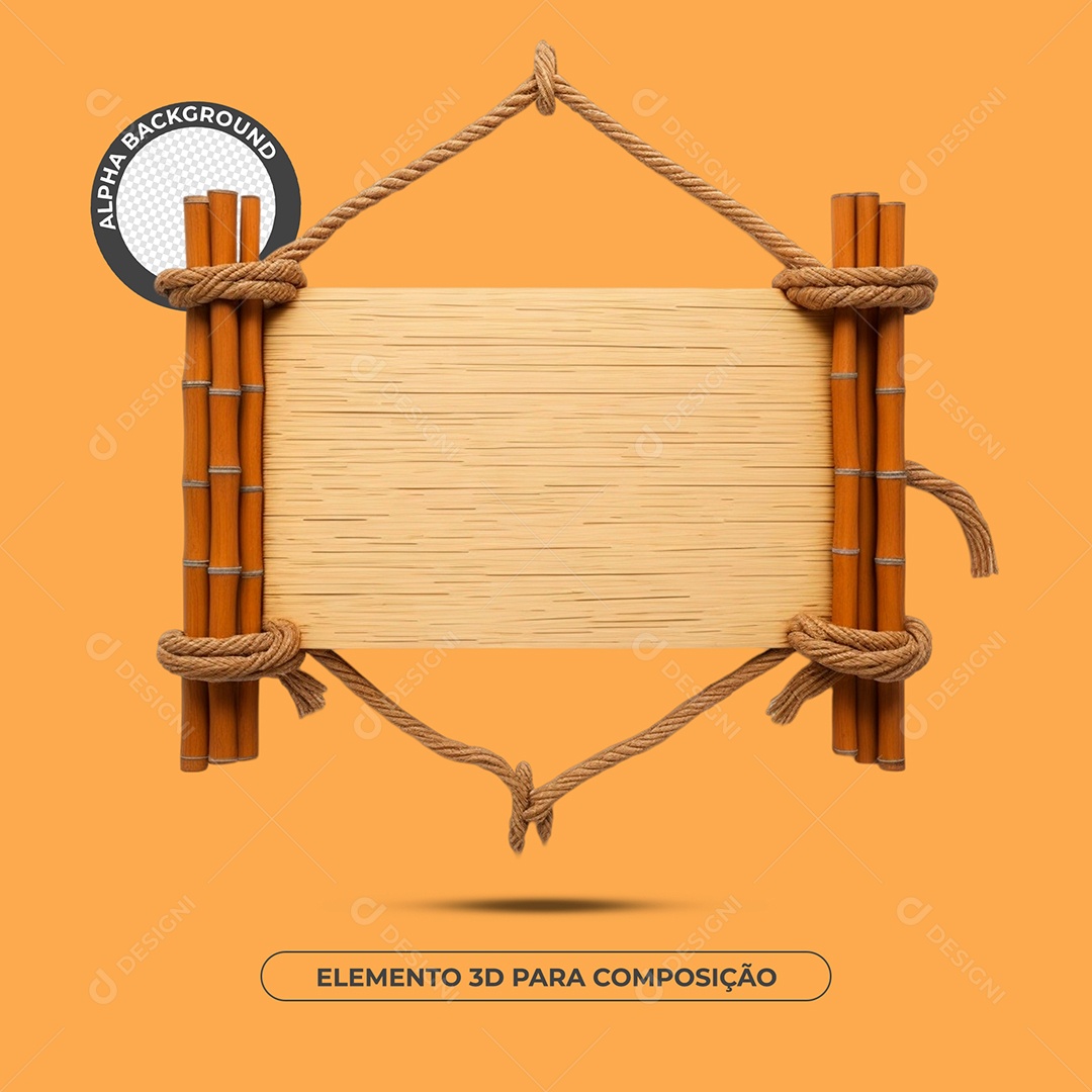 Placa De Bambu Elemento 3D Composição PSD