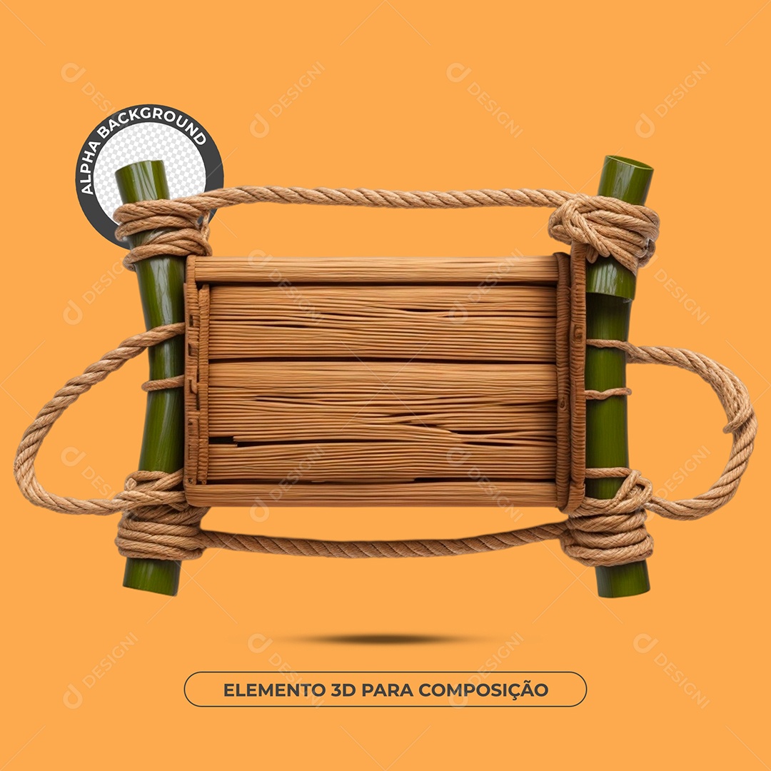 Placa De Madeira e Bambu Elemento 3D Composição PSD