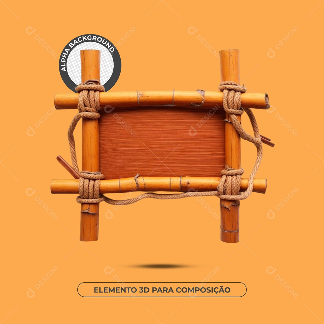 Placa De Madeira e Bambu Elemento 3D Composição PSD