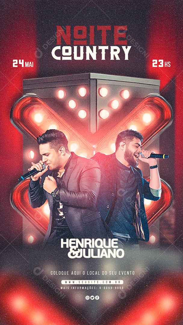 Henrique and Juliano Story Show Country Social Media Evening Editable PSD Flyer