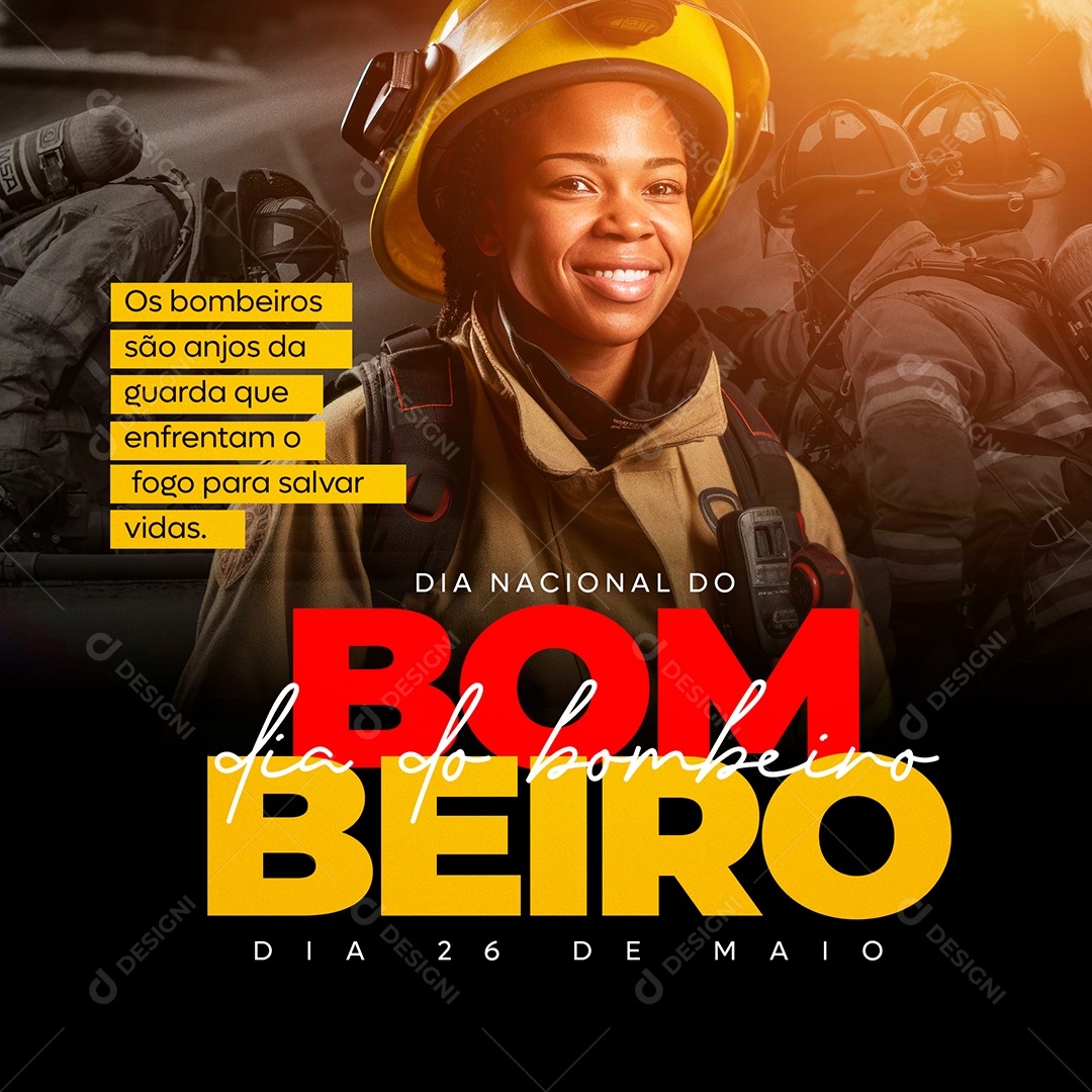 Bombeiros São Anjos da Guarda que Enfrentam o Fogo Para Salvar Vidas Social Media PSD Editável