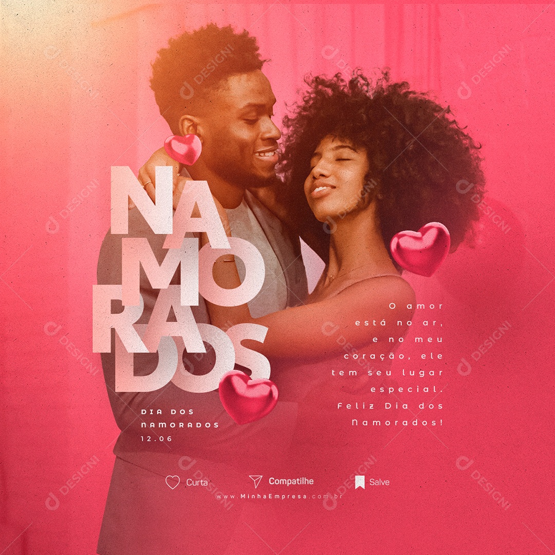 O Amor Está No Ar e No Meu Coração Ele Tem Seu Lugar Especial Dia Dos Namorados Social Media PSD Editável