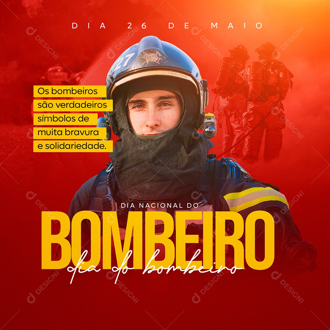 Dia do Bombeiro eles São Verdadeiros Símbolos de Bravura Social Media PSD Editável