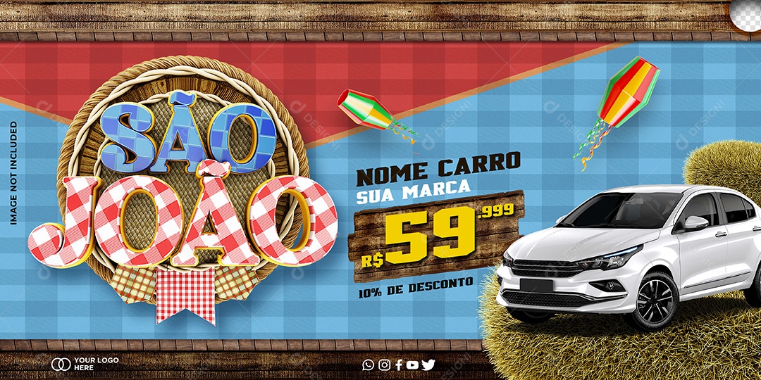 Banner São João Concessionaria Carro Social Media PSD Editável