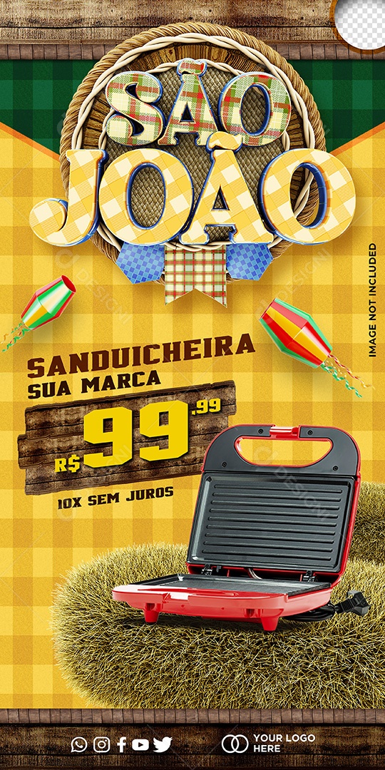 Social Media Story Sanduicheira São João PSD Editável