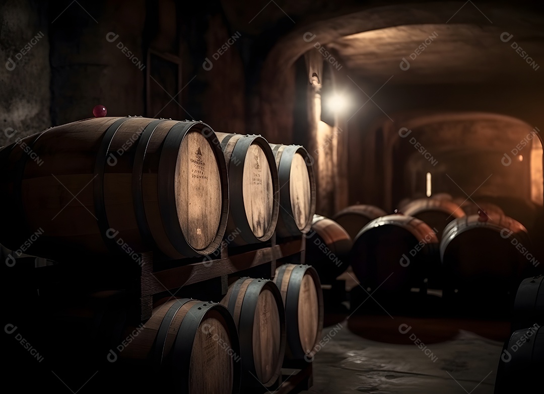 Barris de madeira com cerveja