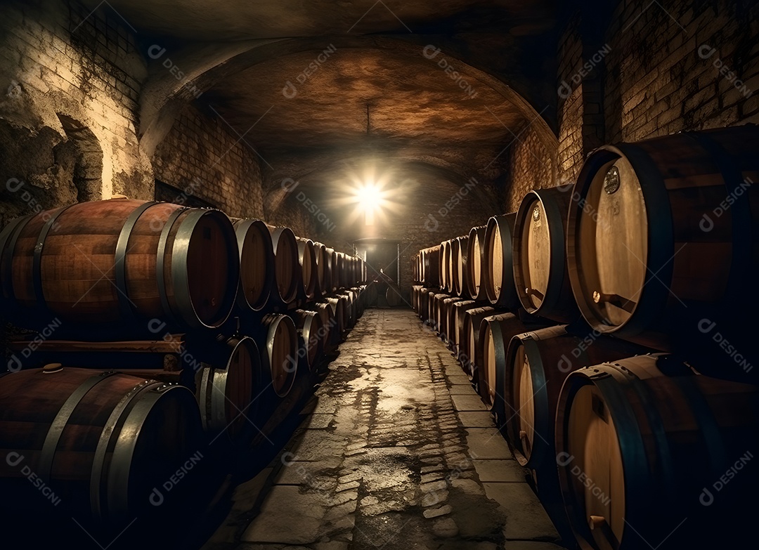 Barris de madeira com cerveja