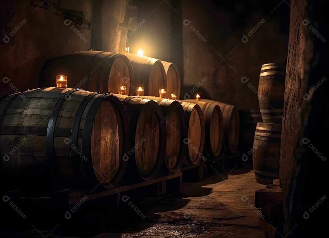 Barris de madeira com cerveja