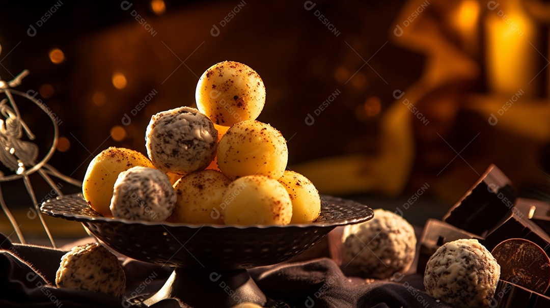 Porção de fritas sobre prato em uma mesa de madeira