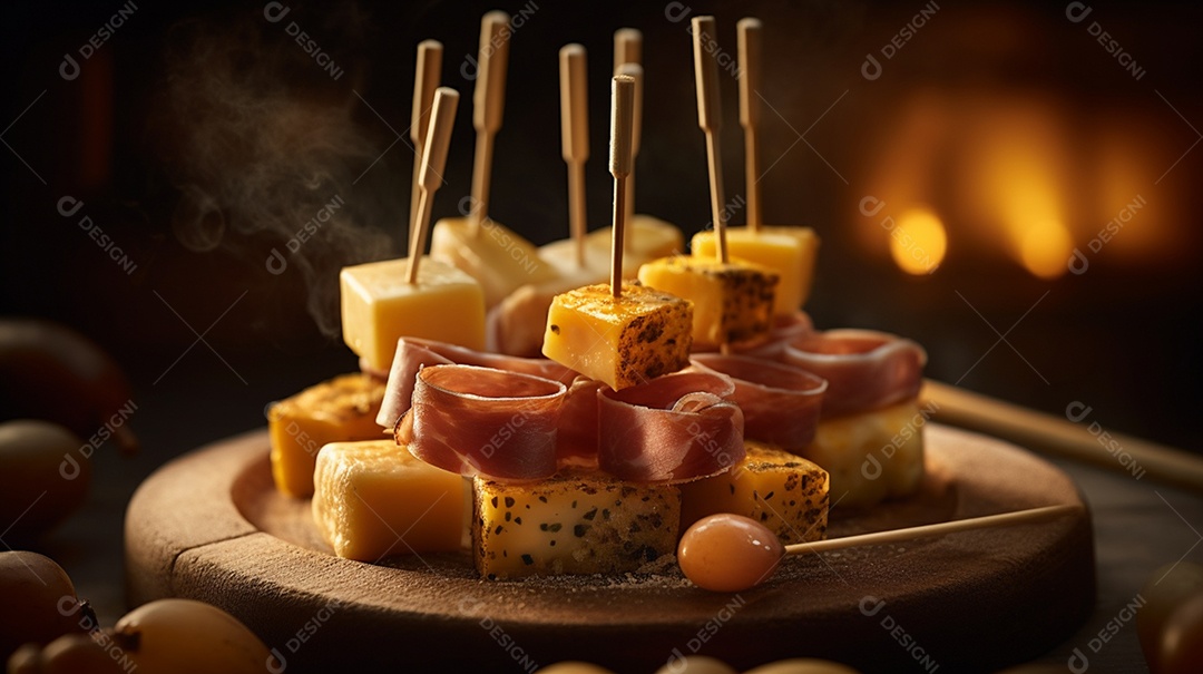 Porção sobre prato em uma mesa de madeira