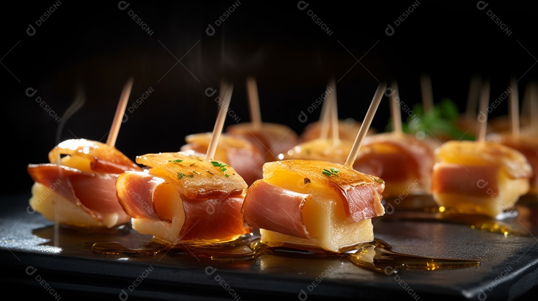 Porções sobre prato em uma mesa de madeira