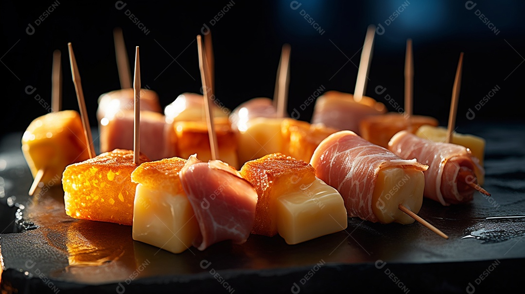 Porções sobre prato em uma mesa de madeira