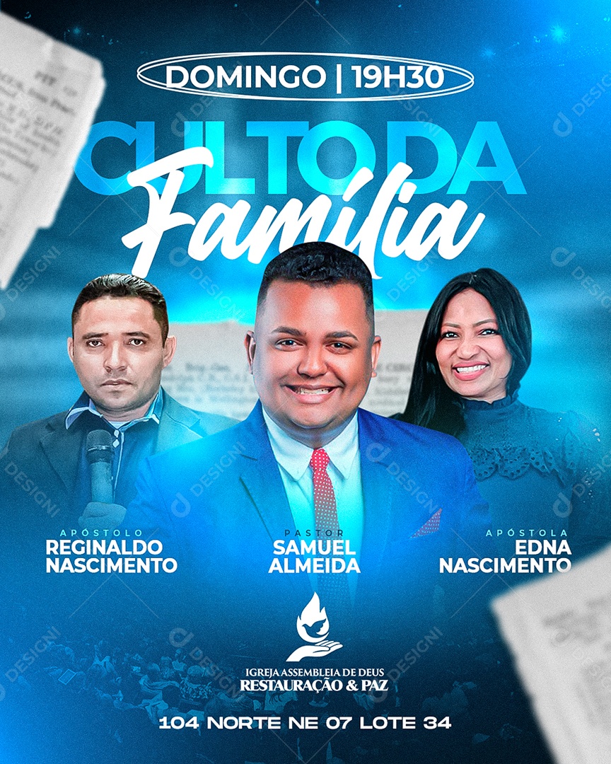 Culto da Família Domingo Social Media PSD Editável