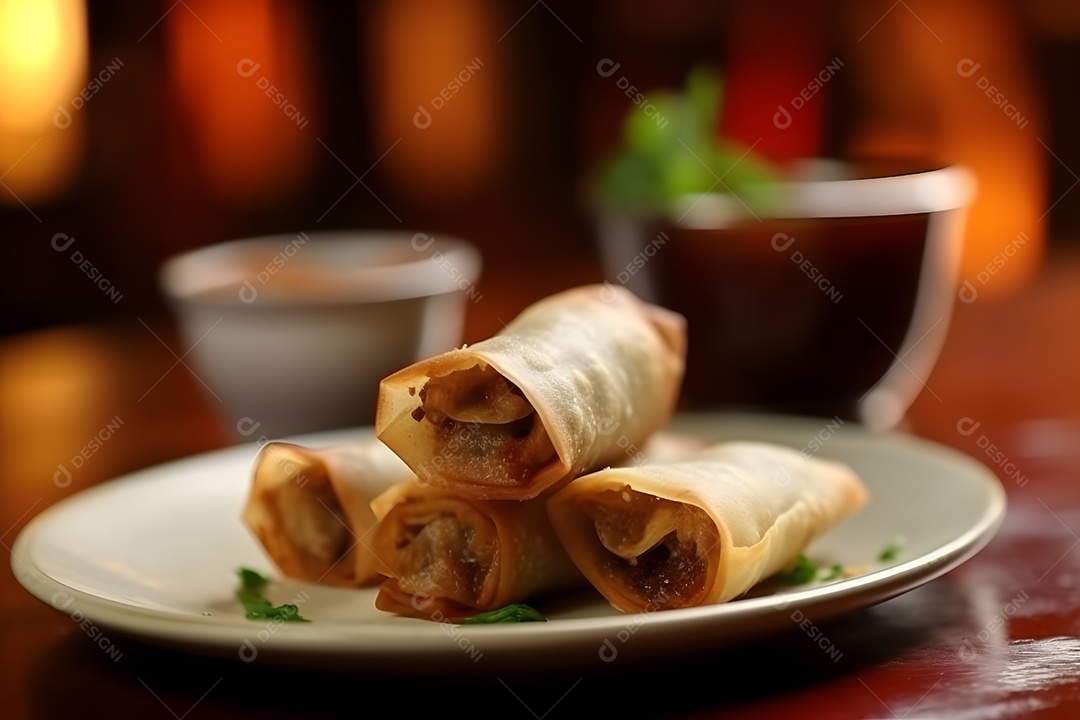 Comida sobre prato em uma mesa de madeira
