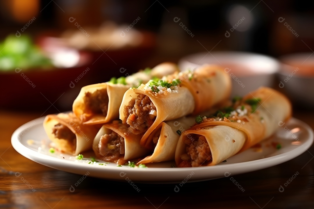 Panquecas sobre prato em uma mesa de madeira